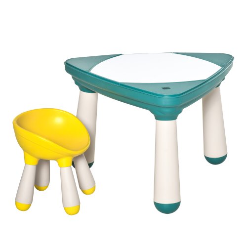 Homcom masa de joc container pentru copii cu scaun si compartimente varsta 2-5 ani in abs si pp