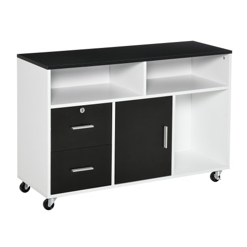 Homcom mobilier suport imprimanta cu sertare, dulapior multifunctional pentru birou si casa, alb, 100x35x65cm
