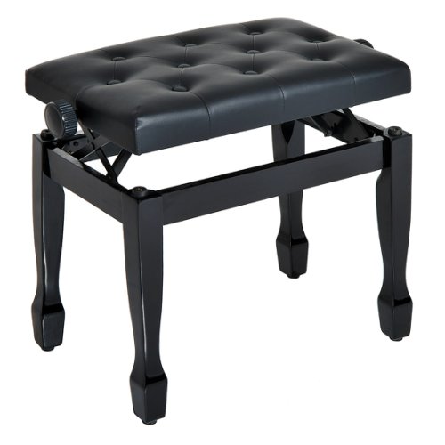 Homcom scaun banca pentru pian, inaltime reglabila, din lemn si piele artificiala neagra