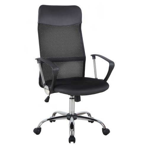 Homcom scaun ergonomic de birou, insertie plasa, negru | aosom ro