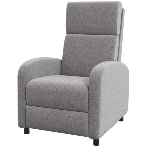 Homcom scaun inclinabil modern, canapea single din tesatura de panza, scaune de teatru pentru acasa cu brate si spatar bine umplute, gri