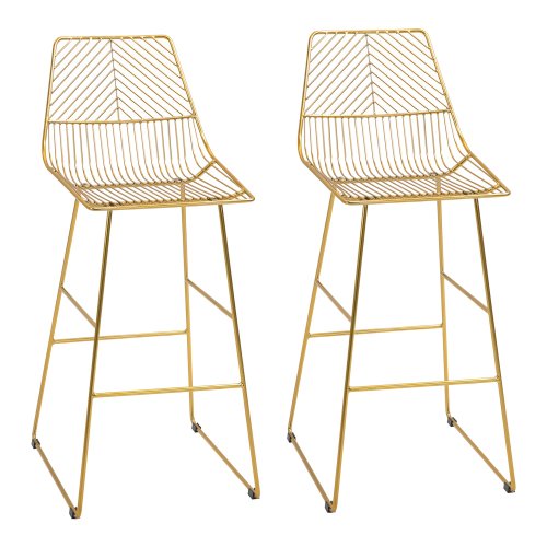 Homcom set 2 scaune inalte, suport pentru picioare, scaune design modern cu spatar inalt si suport picioare aurii 53x56x110cm, auriu