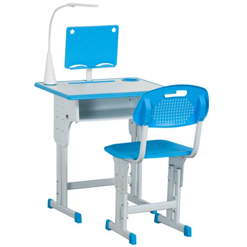 Homcom set banca cu scaun pentru copii 6-12 ani, albastru | aosom ro