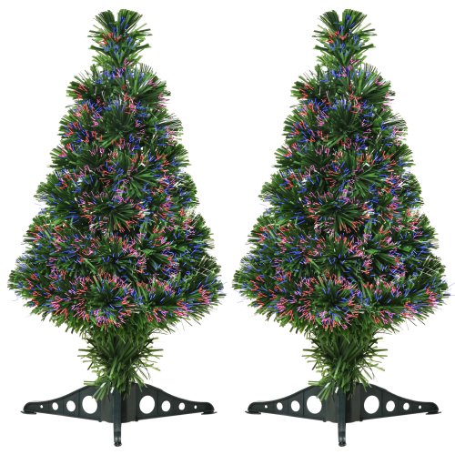 Homcom set de 2 pomi de craciun artificiali de 60 cm inaltime cu 55 de ramuri din pvc, Φ35x60 cm, verde | aosom ro
