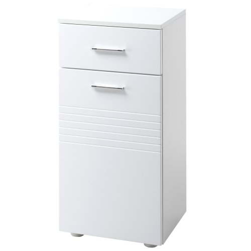 Kleankin mobilier baie cu sertar si dulapior 1 usa, dulapior multifunctional din lemn, 35x30x77,5 cm, alb