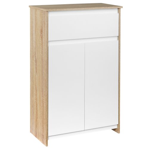 Kleankin mobilier de baie multifunctional, mobilier de baie cu dulap si sertar, de dimensiuni reduse, culoarea lemnului si alb 60x30x90cm