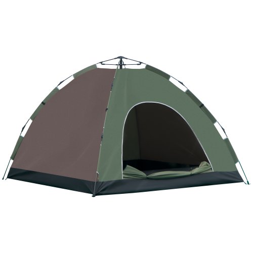 Outsunny cort pop-up de 4 persoane, cort de camping cu 1 usa, carlig interior, buzunare, geanta de transport, maro si verde