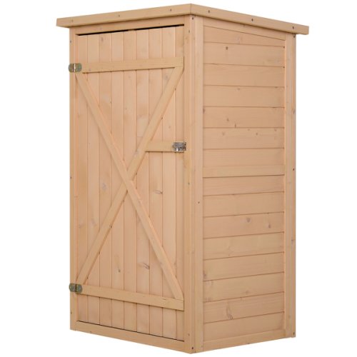 Outsunny magazie scule pentru exterior, sopron din lemn de brad impermeabil 75x56x115 cm