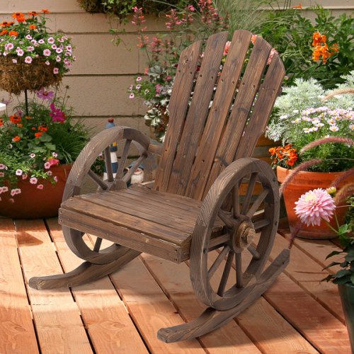 Outsunny scaun balansoar de gradina din lemn de molid, culoarea lemn 88x68x97cm