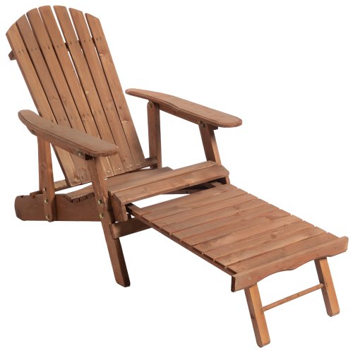 Outsunny scaun sezlong in lemn adirondack  de extern cu taburet