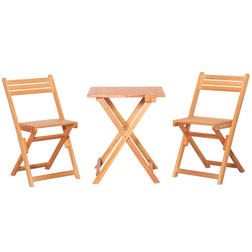 Outsunny set 3 piese masa si scaune de gradina pliabile din lemn pentru exterior | aosom ro