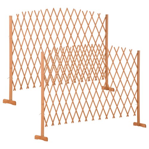 Outsunny set de 2 garduri de gradina extensibile din lemn, gard de gradina pentru exterior | aosom ro
