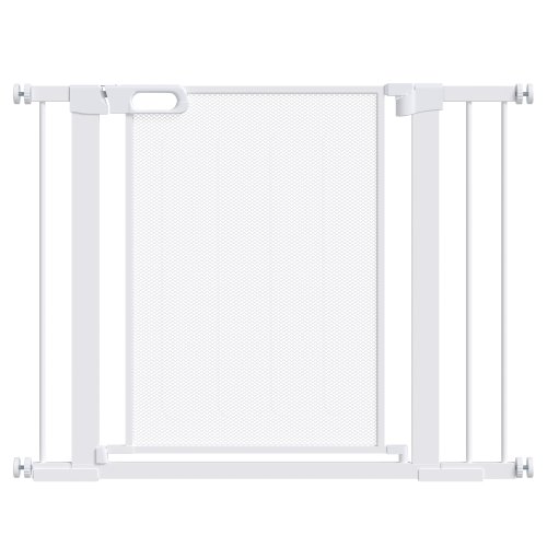 Pawhut poarta de siguranta pentru usi si scari, poarta pentru animale cu inchidere automata, 75-103 cm, alb | aosom ro