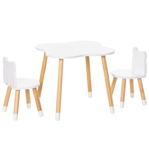 Homcom Qaba set de masa si scaun din lemn pentru copii, ideal pentru arte, mese, teme, masa de activitati pentru copii draguta pentru varsta de 3 ani +, gri