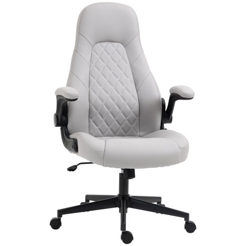 Vinsetto scaun de birou din piele pu, reglabil pe inaltime, functie de inclinare, roti pivotante, gri deschis, 67 x 70 x 112-122 cm