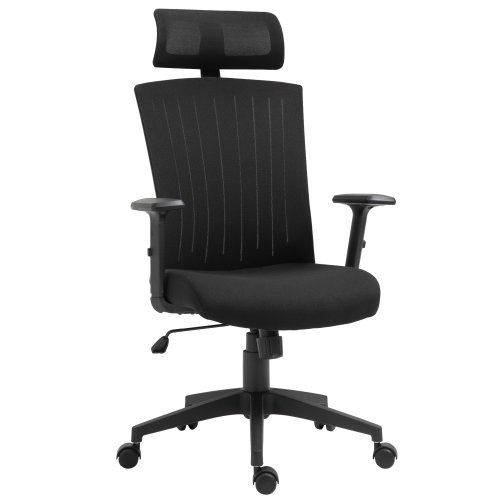 Vinsetto scaun de birou ergonomic cu tetiera si suport lombar, Înaltime si cotiere ajustabile, 65x63x119-129cm | aosom ro