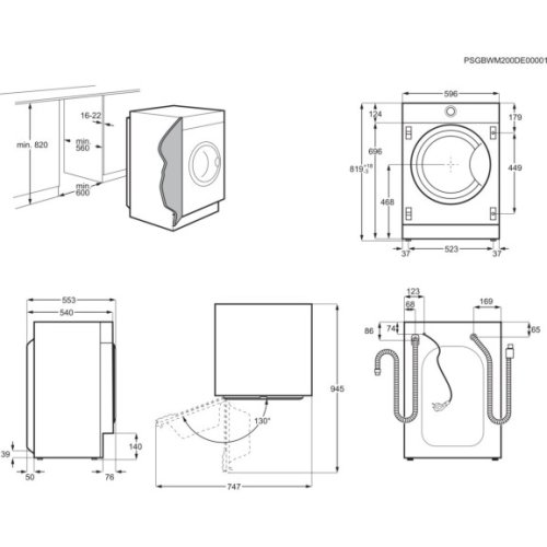 Maşină de spălat rufe incorporabila electrolux ew7f348si, d, alb, 55.3 cm