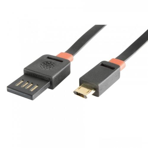 Cablu de incarcare/transfer date microusb, 5v, mufa reversibila, flexibil 1 m
