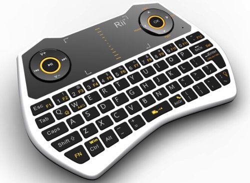 Mini tastatura rii i28c, wireless, iluminata, touchpad, pentru computer, smart tv alb