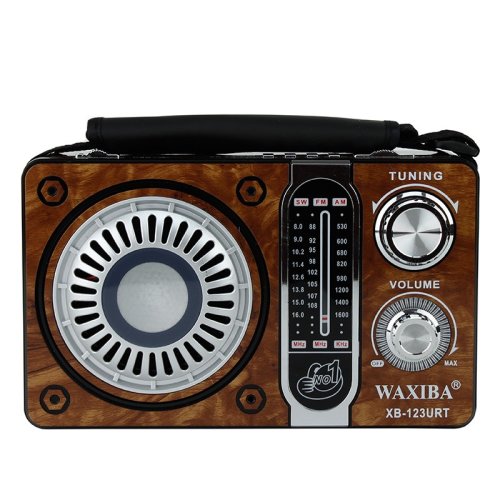 Waxiba Radio portabil fm/am/sw, suport card sd/tf/usb, efecte de lumini, lanterna maro