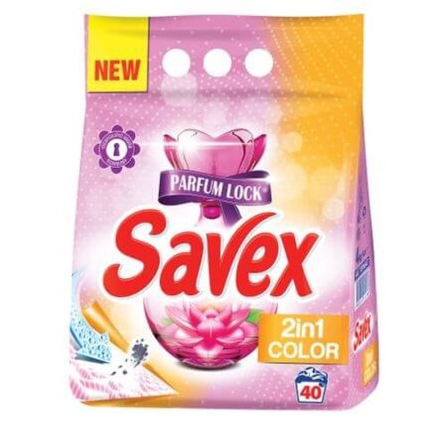 Savex detergent pudra pentru haine/rufe, 2in1 color, 40 spalari, 4kg