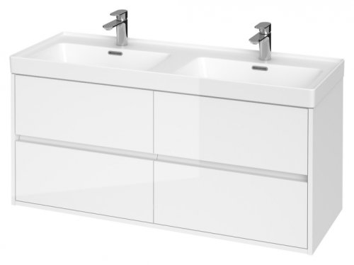 Dulap baie suspendat cersanit crea pentru lavoar incastrabil, 120 cm, alb, montat