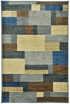 Covor Decorino modern & geometric c116-031710, maro/albastru/bej, 67x120 cm