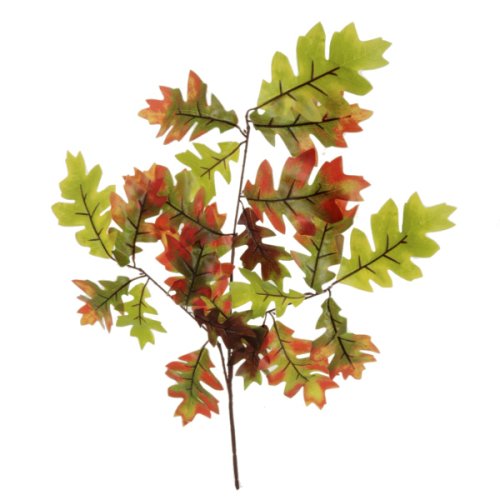 Creanga cu frunze stejar verde deschis rosu ruginiu 62cm