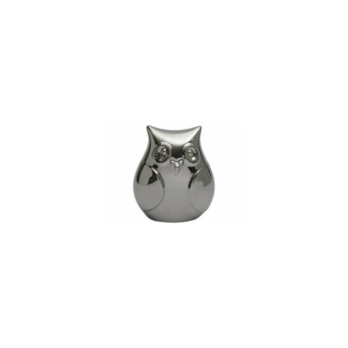 Decoratiune ceramica bufnita argintie thk-060760