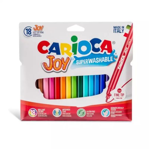 Carioca joy - super lavabila, varf subtire set 18 culori diferite