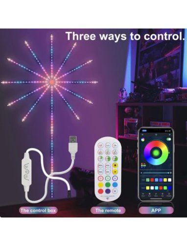 Bandă luminoasă inteligentă cu led-uri artificii telecomandă lampă bluetooth acasă interior dormitor petrecere bar decor 2023 lumini de crăciun,engross