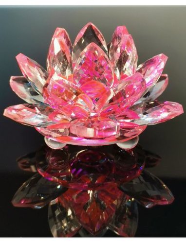 Floare de lotus din cristal roz remediu feng shui, 80 mm lungime en-gross