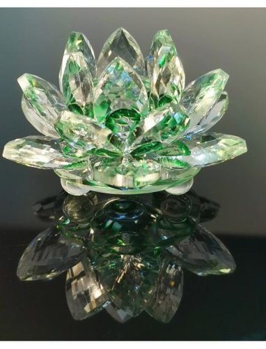 Floare de lotus din cristal verde remediu feng shui, 80 mm lungime en-gross