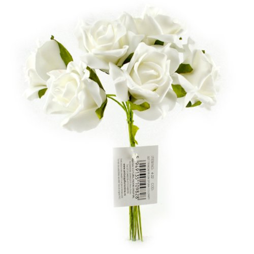 Flori trandafiri din spuma set 6 alb afo