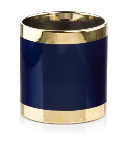 Ghiveci ceramica cilindru albastru auriu 13x13cm