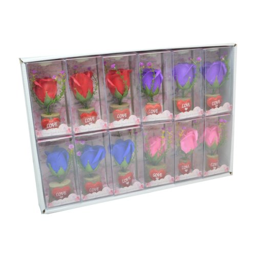 Set 12 ornamente cu trandafiri de sapun si led culori mixte model 1 afo