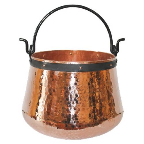Ceaun traditional, cupru masiv, toarta fier forjat, 100 litri