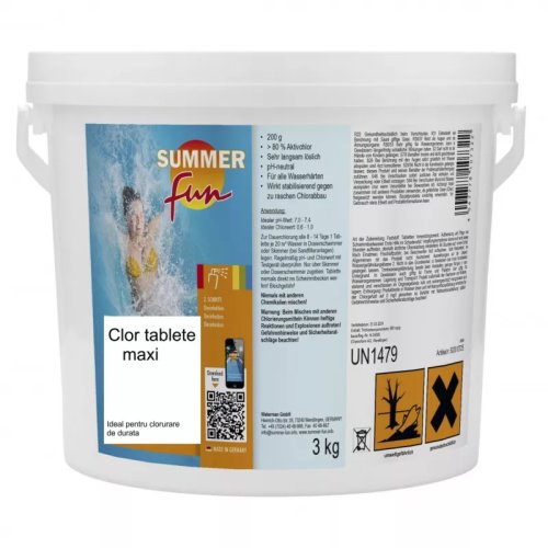 Inovius Clor maxi tablete de 200 grame, summer fun, pentru apa piscina, 3 kg