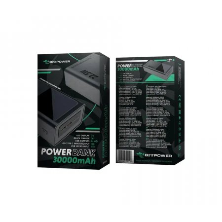Baterie externa/powerbank beepower bp-30pd, quick charge, 30000mah, 22.5w pd usb-c + 2 x usb 3.0,negru