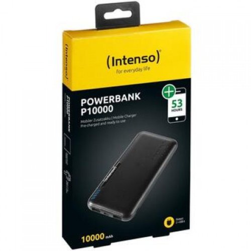 Baterie externa/powerbank, intenso p10000, 2 x usb, fast charge, 3.1a, negru, 10000 mah