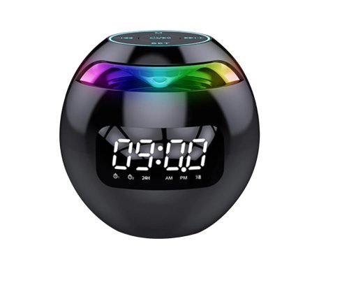 Oem Boxa portabila cu ceas digital fara fir cu alarma si conectare bluetooth, display led black edition, boxa integrata cu mini card audio