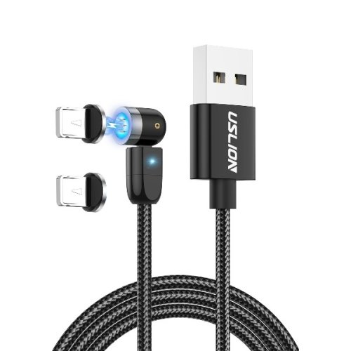 Cablu transfer date 480 mbs/s si incarcare rapida 3.1a cu 2x mufa apple iphone 2 metri lungime si led blue, negru, original deals