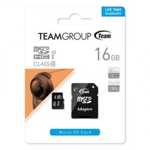 Card de memorie team group 16gb micro sdhc/sdxc uhs-i card + sd adapter