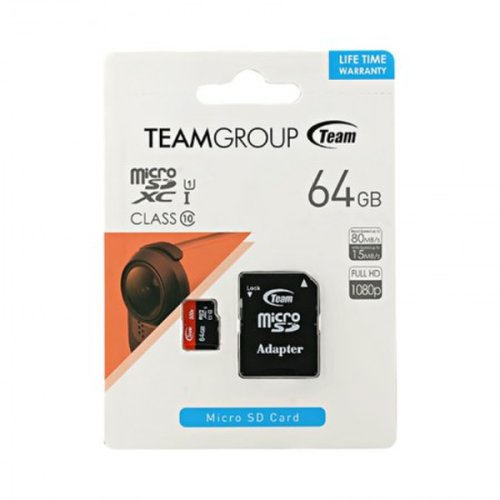 Card de memorie team group 64gb micro sdhc/sdxc uhs-i + adaptor sd,blister retail