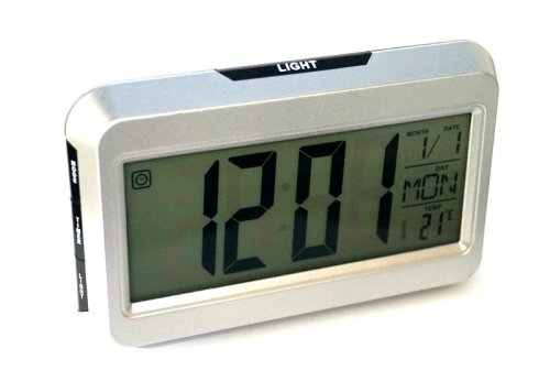 Ceas digital 2616, cu display lcd si control vocal, functie termometru, alb-negru