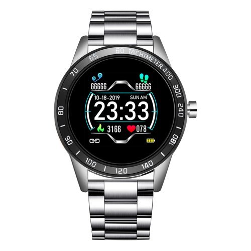 Ceas smartwatch lige omc compatibil android si ios, notificari apeluri, mesaje, display color 1.3 inch, monitorizare ritm cardiac, tensiune arteriala, masurare pasi, calorii, argintiu