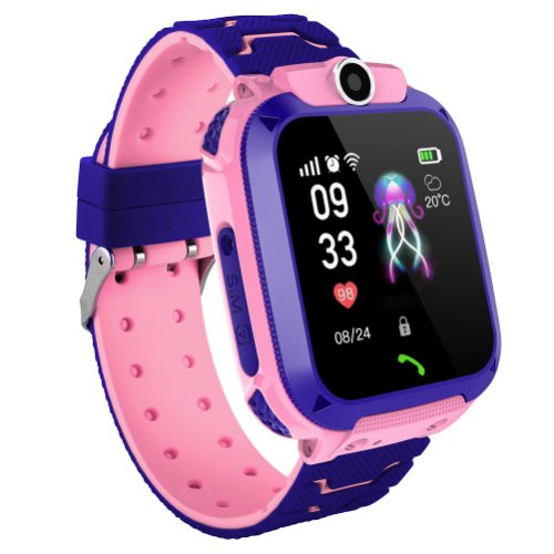 Ceas smartwatch pentru copii ideallstore®, child tech, 23 cm, roz-mov