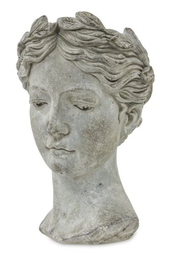 Decodepot Ghiveci de piatra, forma cap femeie, gri, 35x22 cm
