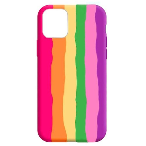Oem Husa apple iphone 11 pro max, ultra slim, silicon rainbow, cu interior de catifea