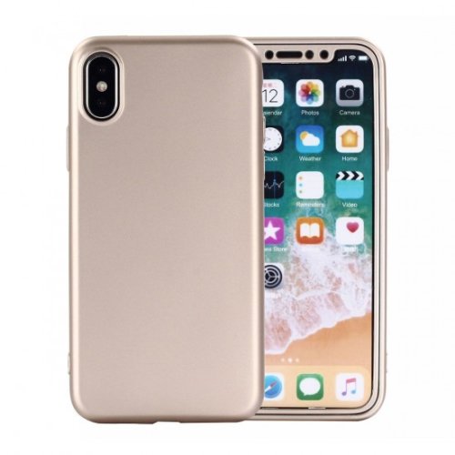 Husa apple iphone 7 full silicone 360 auriu + folie de protectie